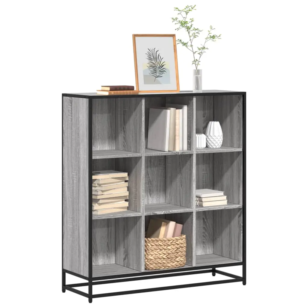 Libreria Grigio Sonoma 97,5x33x107,5 cm Multistrato e Metallo