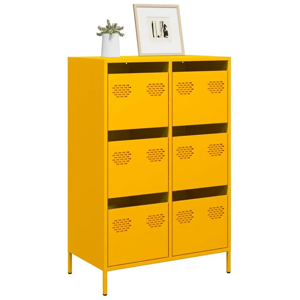 Credenza Giallo Senape 68x39x101,5 cm in Acciaio