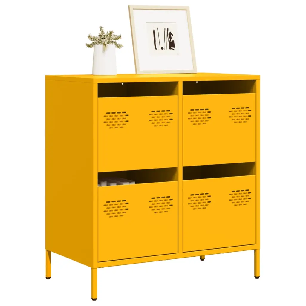 Credenza Giallo Senape 68x39x73,5 cm Acciaio Laminato a Freddo