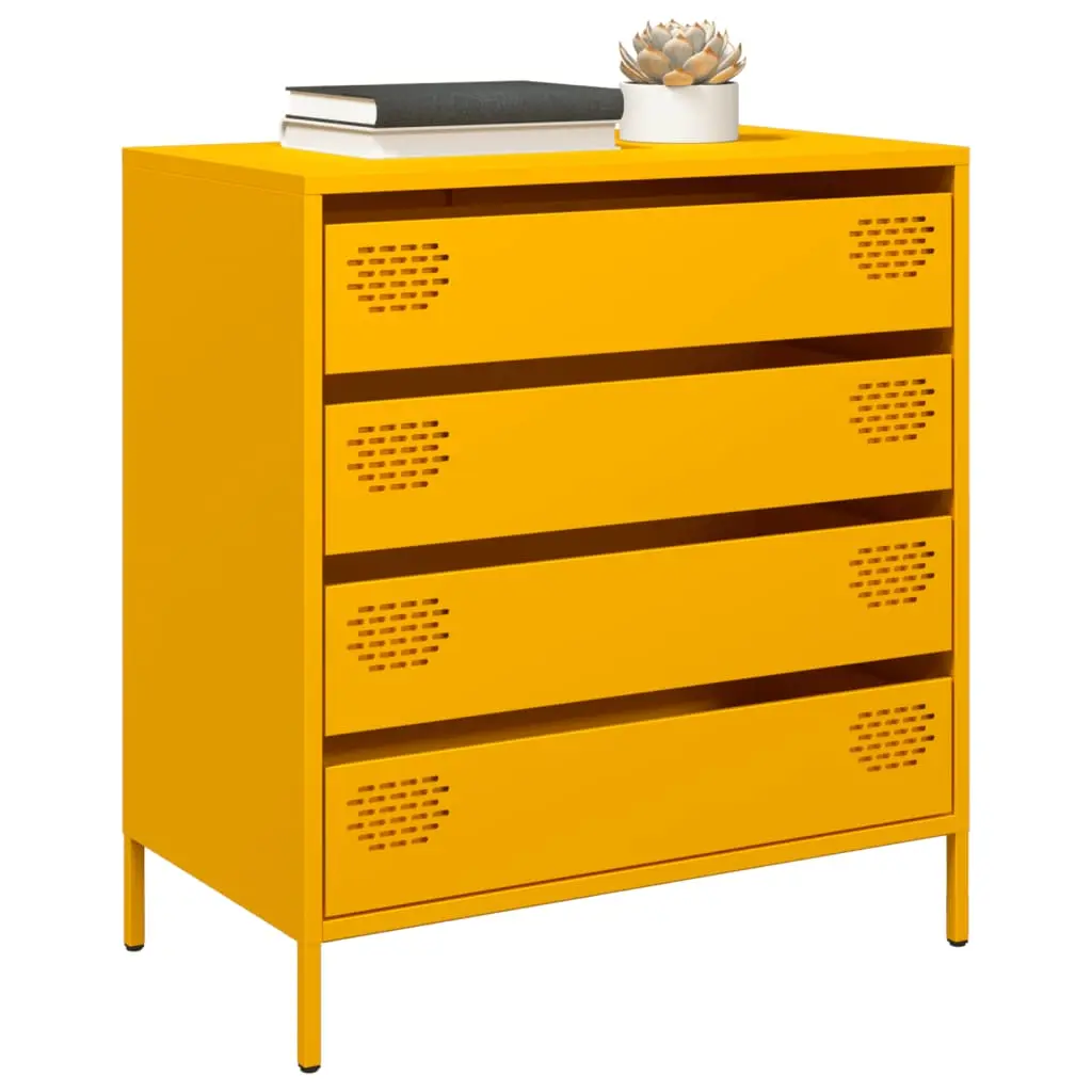 Credenza Giallo Senape 68x39x73,5 cm Acciaio Laminato a Freddo