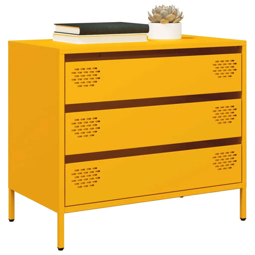 Credenza Giallo Senape 68x39x58,5 cm Acciaio Laminato a Freddo