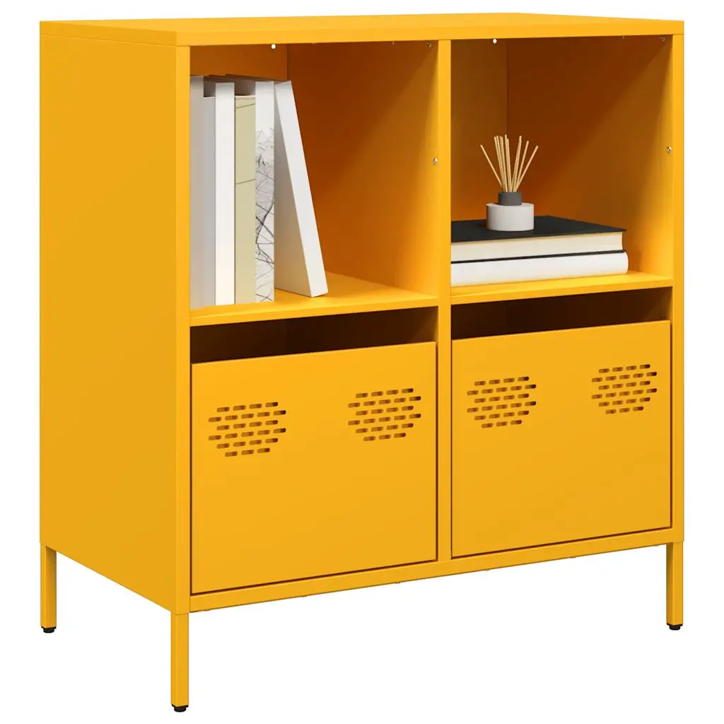 Credenza Giallo Senape 68x39x73,5 cm Acciaio Laminato a Freddo