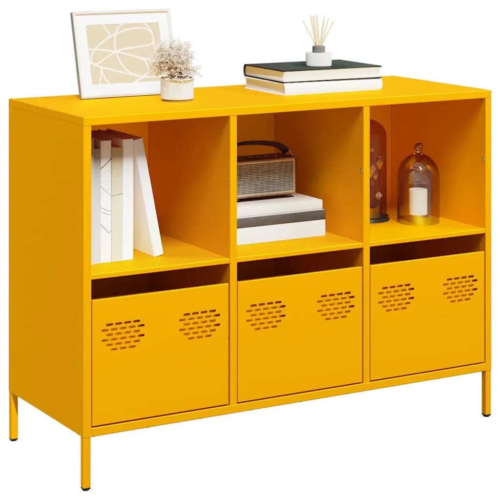 Credenza Giallo Senape 101,5x39x73,5 cm Acciaio Laminato Freddo