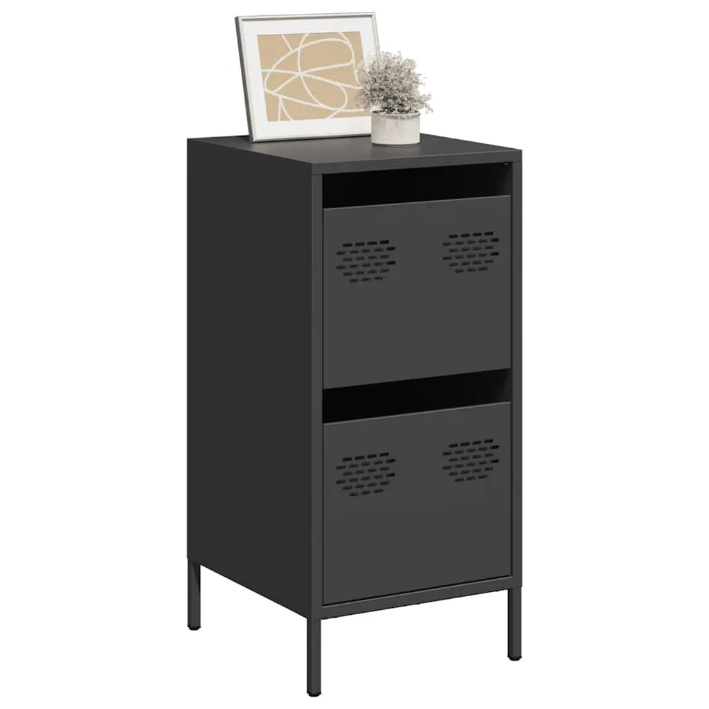 Credenza Nera 35x39x73,5 cm in Acciaio Laminato a Freddo