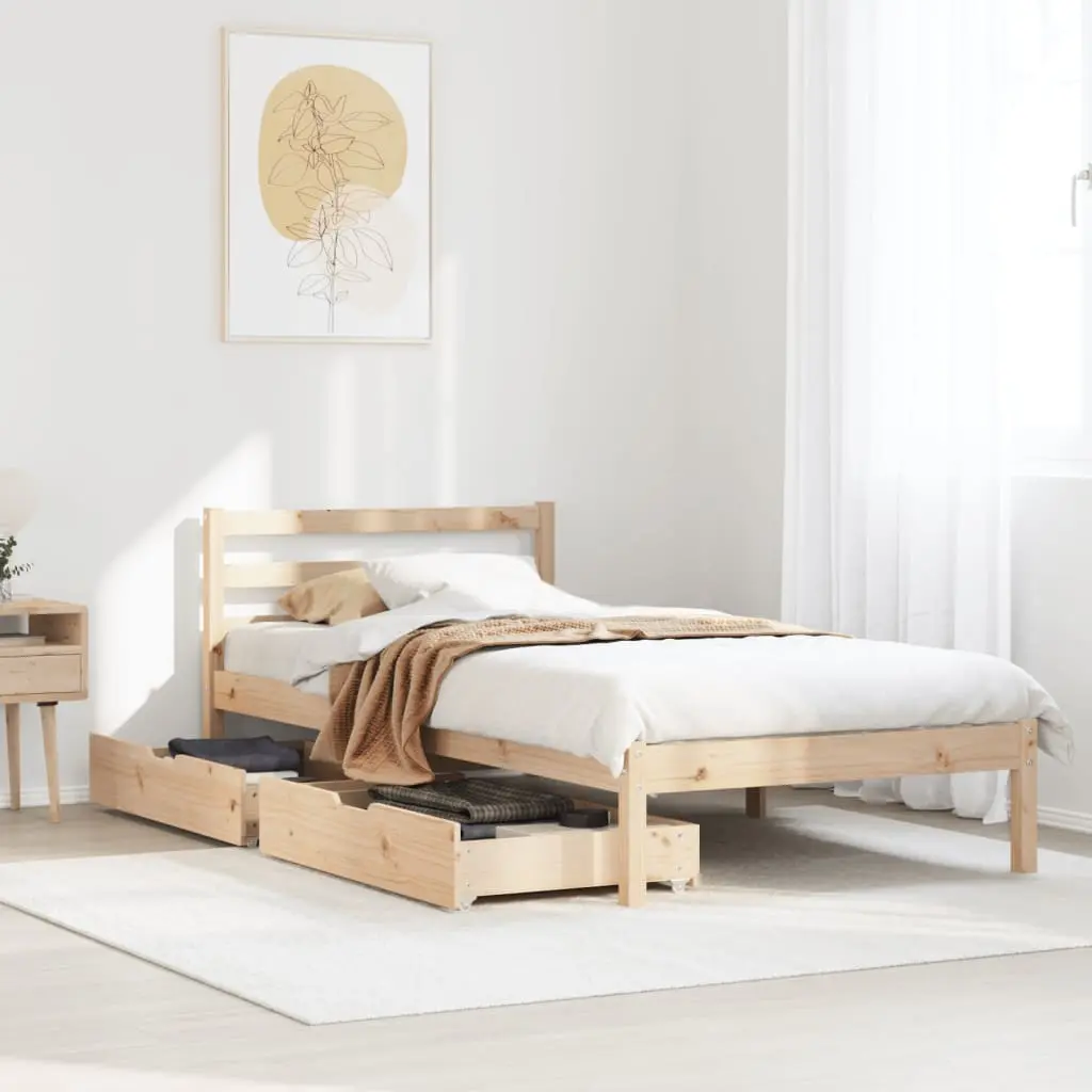 Letto senza Materasso 90x200 cm in Legno Massello di Pino