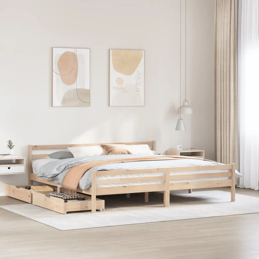 Letto senza Materasso 180x200 cm in Legno Massello di Pino