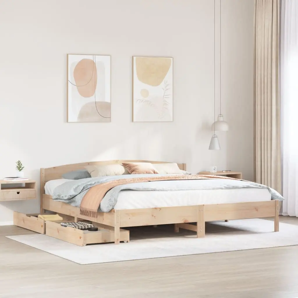 Letto senza Materasso 180x200 cm in Legno Massello di Pino