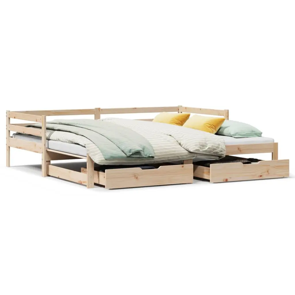 Dormeuse Letto Estraibile e Cassetti Bianca 80x200cm Legno Pino