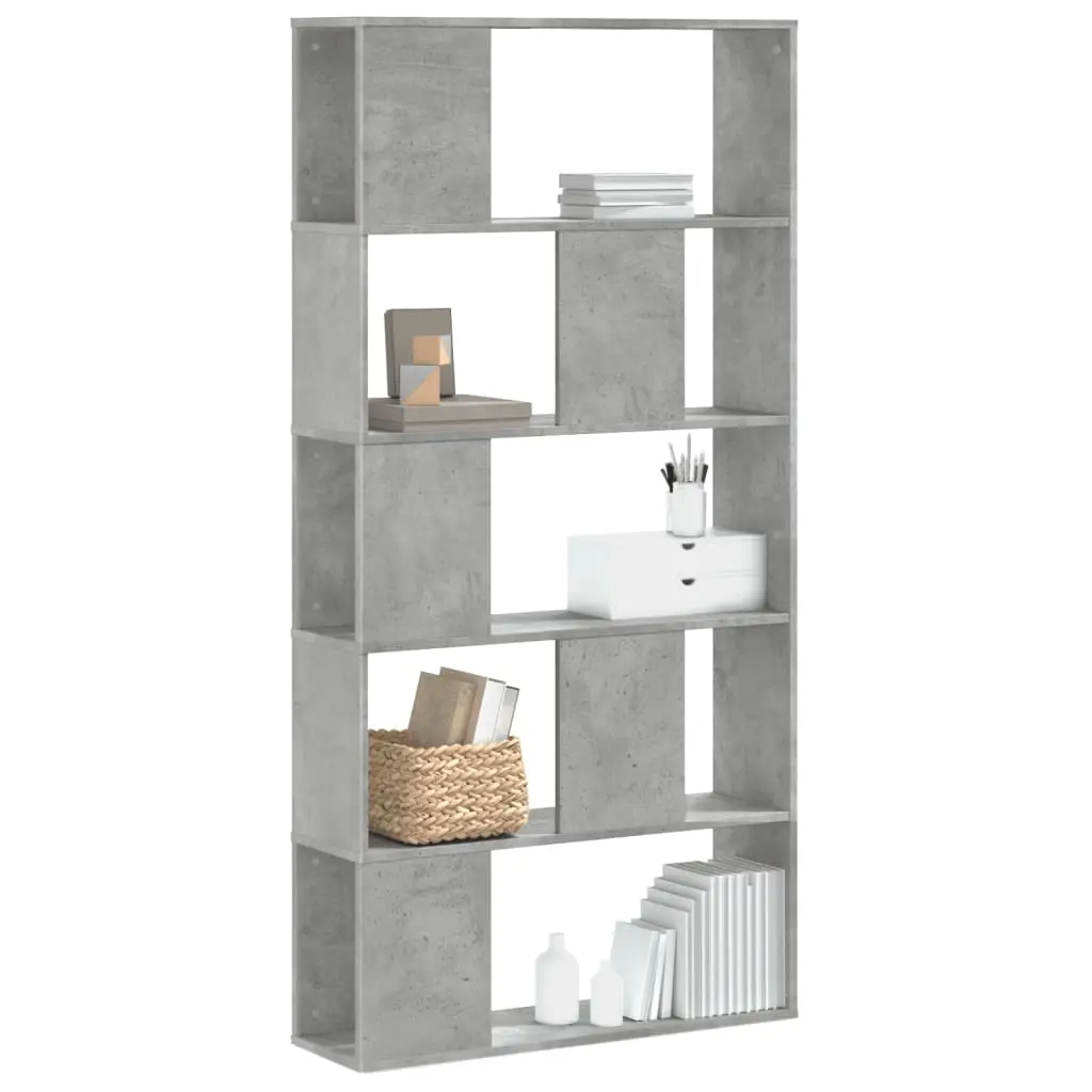 Libreria 5 Ripiani Grigio Cemento 80,5x23,5x162,5cm Multistrato