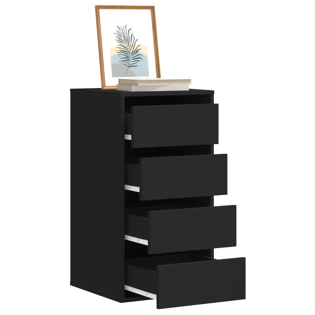 Cassettiera Angolare Nera 40x41x76 cm in Legno Multistrato