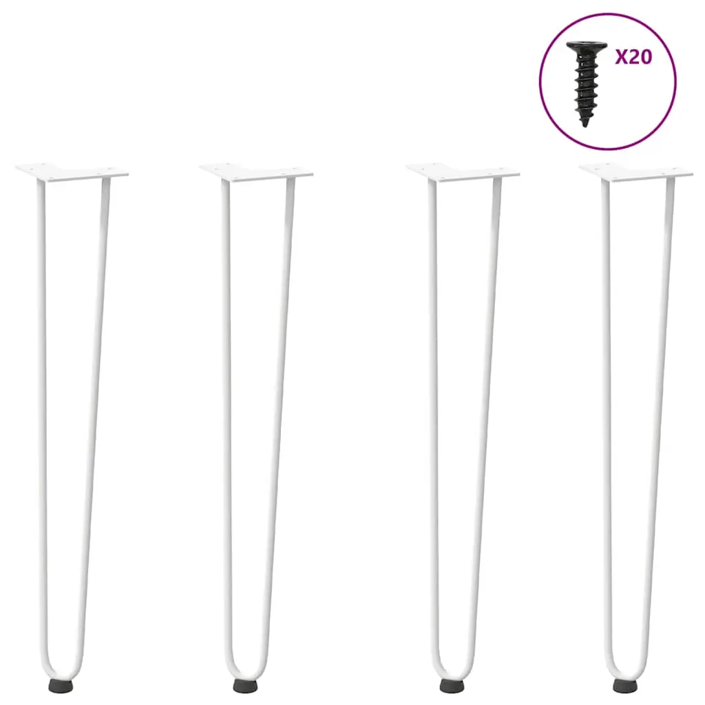 Gambe per Tavolo a Forcina 4 pz Bianco 72 cm Acciaio Massiccio