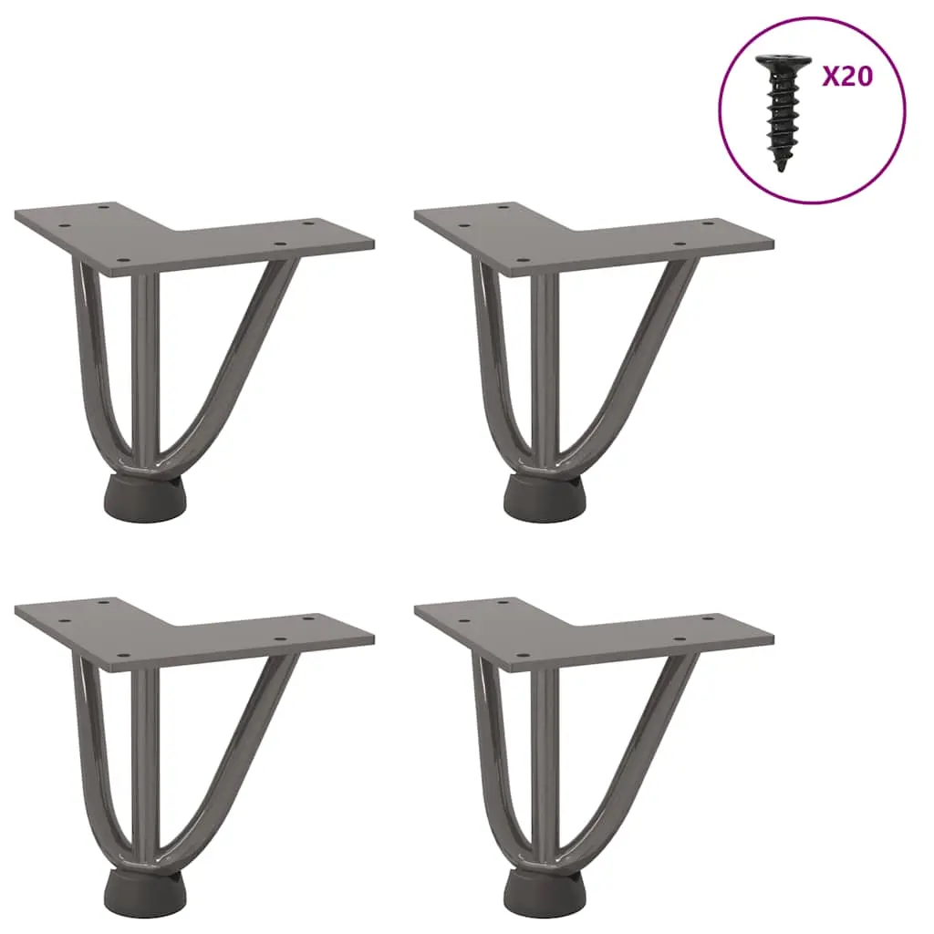 Gambe Tavolo a Forcina 4 pz 10 cm Acciaio Massiccio