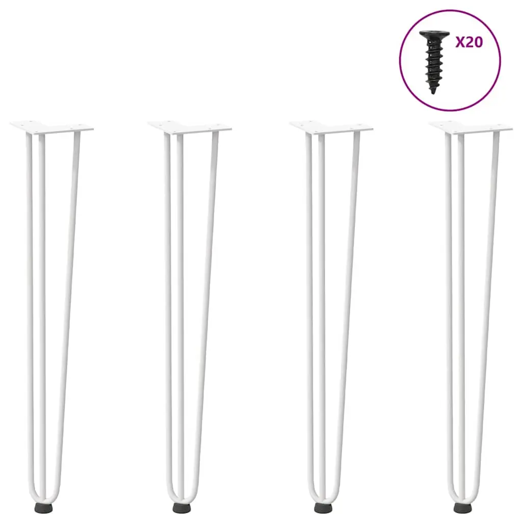 Gambe per Tavolo a Forcina 4 pz Bianco 72 cm Acciaio Massiccio