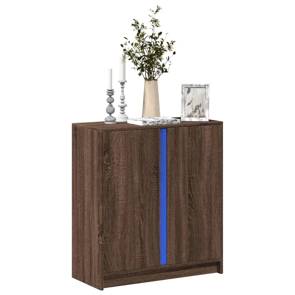 Credenza con LED Rovere Marrone 77x34x85 cm Legno Multistrato