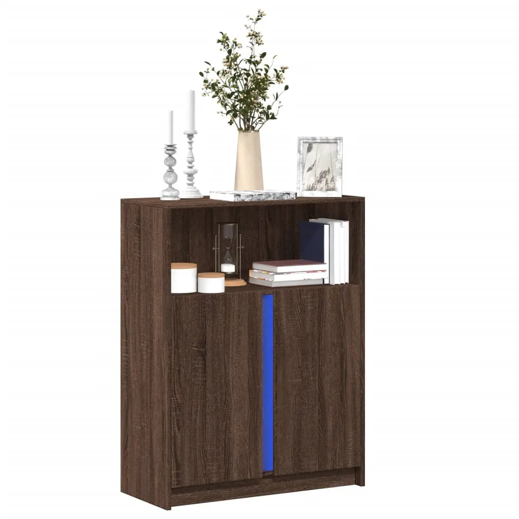 Credenza con LED Rovere Marrone 77x34x100 cm Legno Multistrato