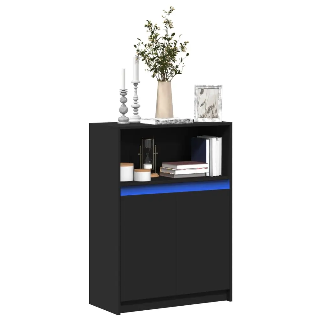 Credenza con LED Nera 72x34x100 cm in Legno Multistrato