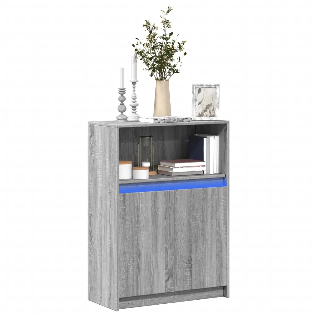 Credenza con LED Grigio Sonoma 72x34x100cm in Legno Multistrato