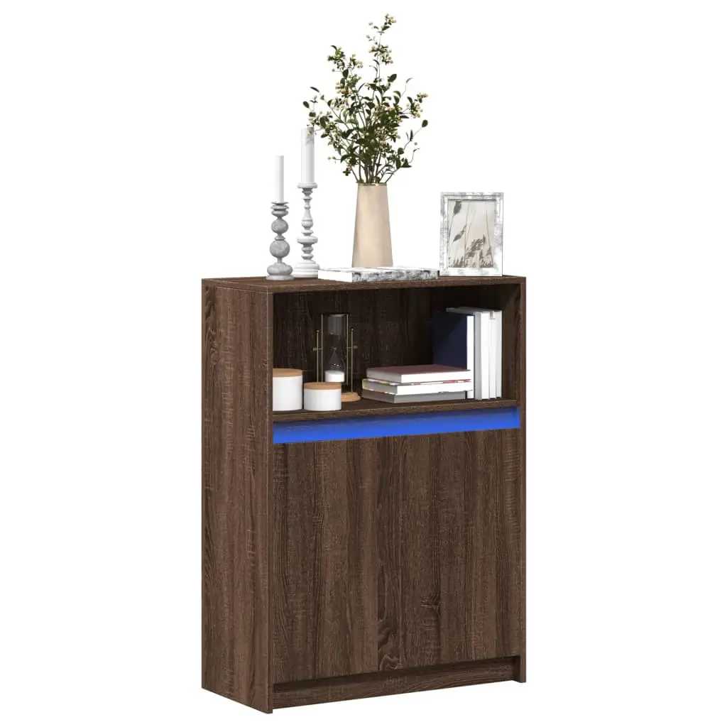 Credenza con LED Rovere Marrone 72x34x100 cm Legno Multistrato