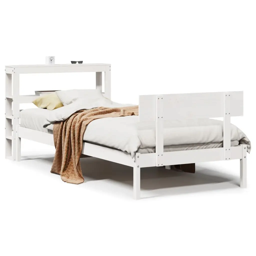 Letto senza Materasso Bianco 75x190 in Legno Massello di Pino