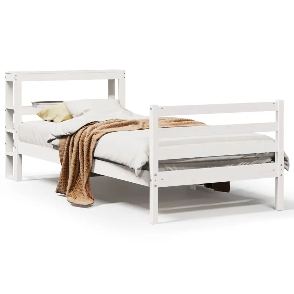 Letto senza Materasso Bianco 75x190 in Legno Massello di Pino