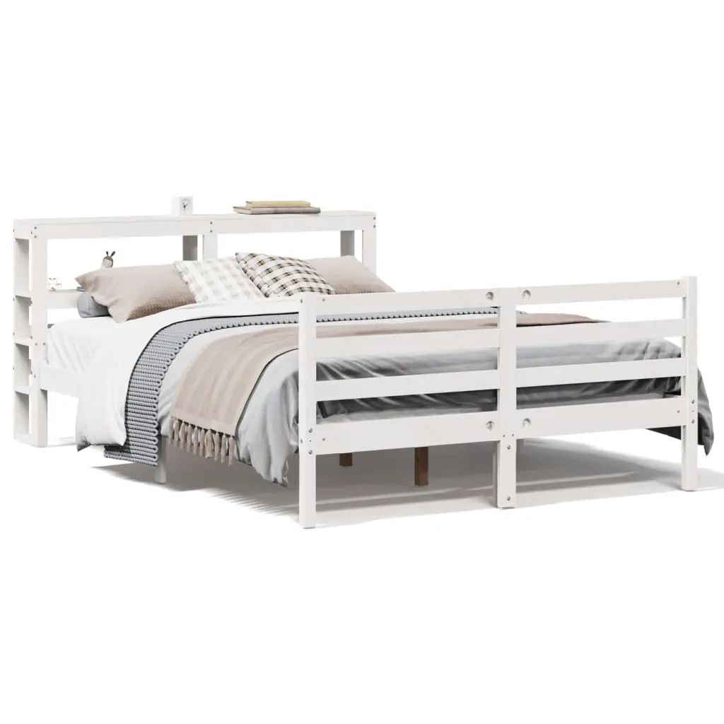 Letto senza Materasso Bianco 135x190 cm Legno Massello di Pino