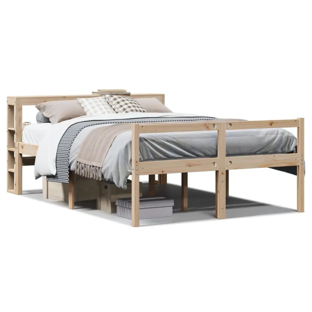 Letto per Anziani con Testiera 140x190 cm Legno Massello Pino