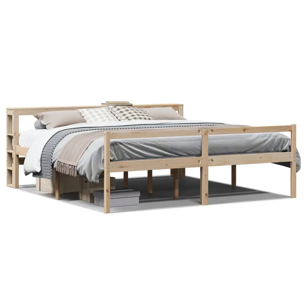 Letto per Anziani con Testiera 180x200 cm Legno Massello Pino