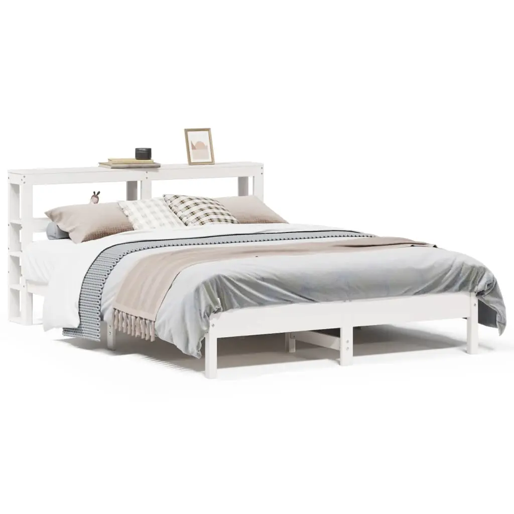 Letto senza Materasso Bianco 135x190 cm Legno Massello di Pino