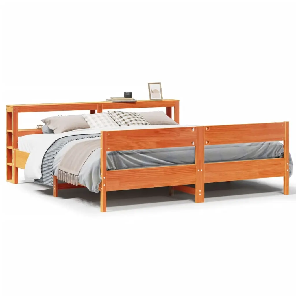 Letto senza Materasso Marrone Cera 200x200 cm in Legno di Pino