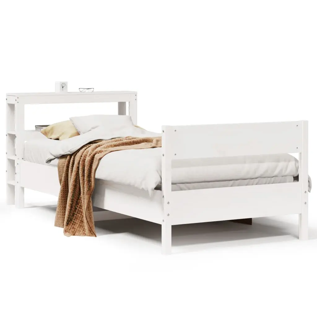 Letto senza Materasso Bianco 90x190 cm in Legno Massello Pino