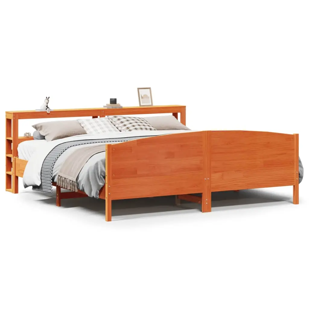 Letto senza Materasso Marrone Cera 200x200 cm in Legno di Pino