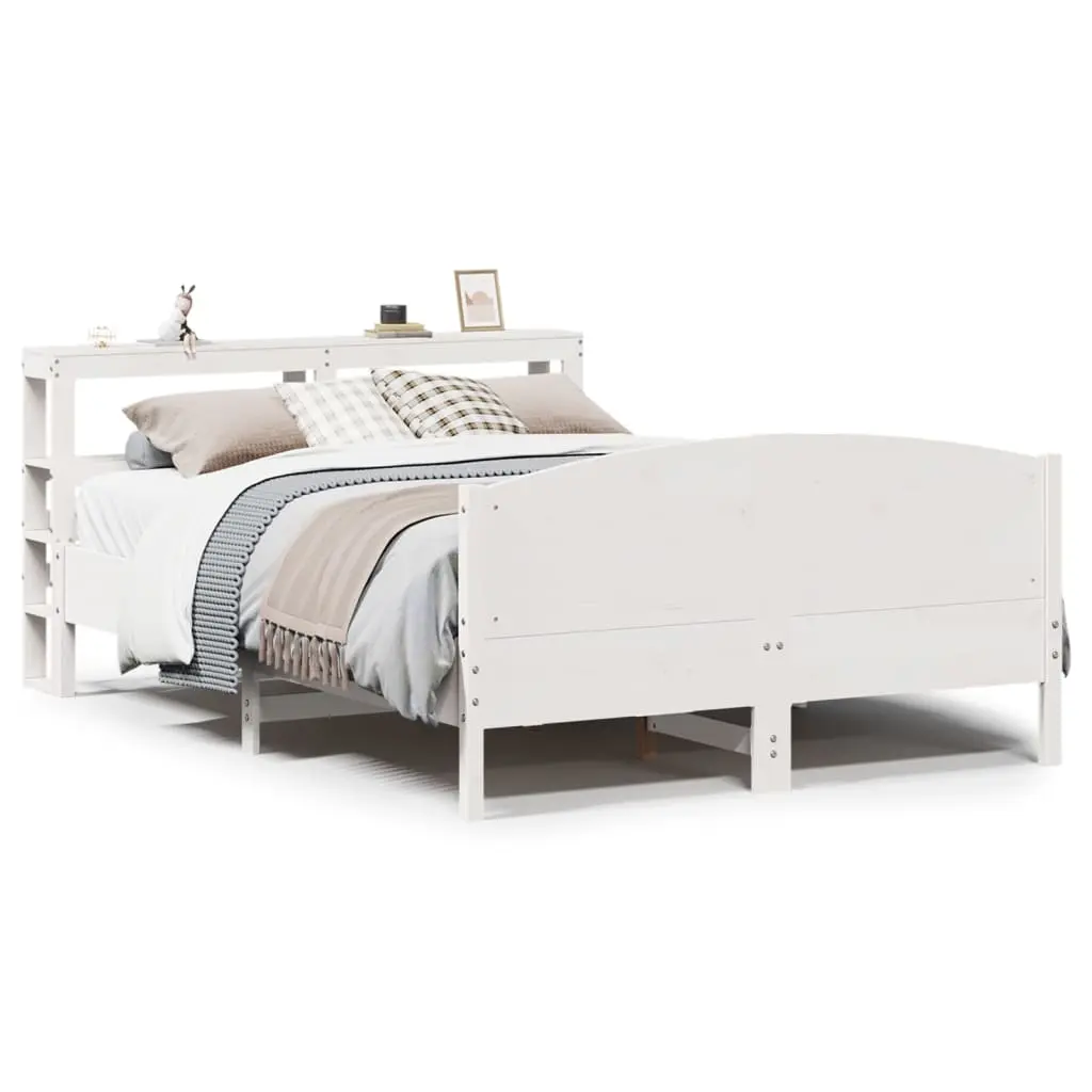 Letto senza Materasso Bianco 135x190 cm Legno Massello di Pino