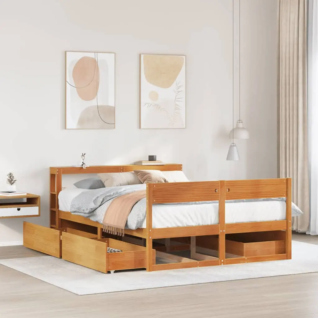 Letto senza Materasso Marrone Cera 160x200 cm in Legno di Pino