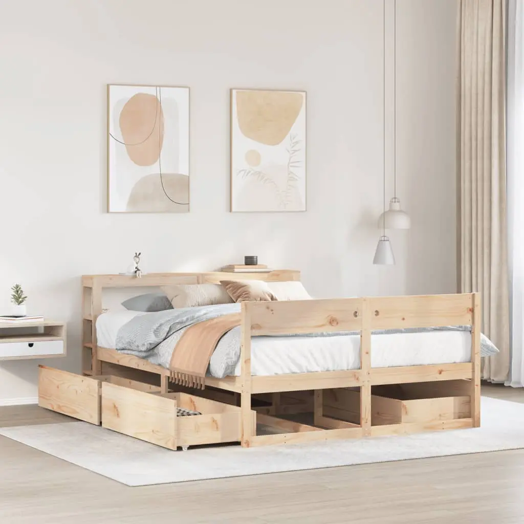 Letto senza Materasso 140x190 cm in Legno Massello di Pino