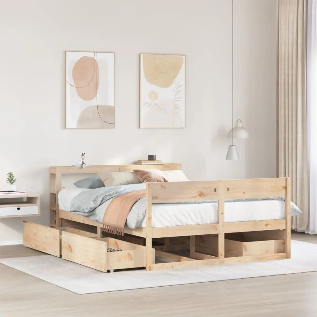 Letto senza Materasso 135x190 cm in Legno Massello di Pino