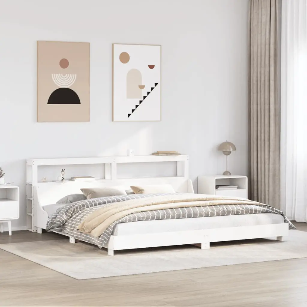 Letto senza Materasso Bianco 180x200 cm Legno Massello di Pino