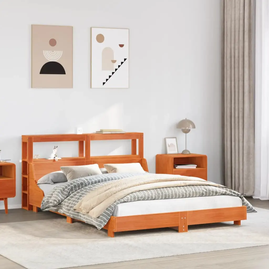 Letto senza Materasso Marrone Cera 160x200 cm in Legno di Pino