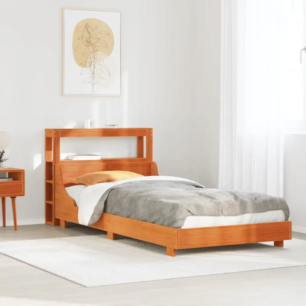 Letto senza Materasso Marrone Cera 90x200 cm Legno di Pino