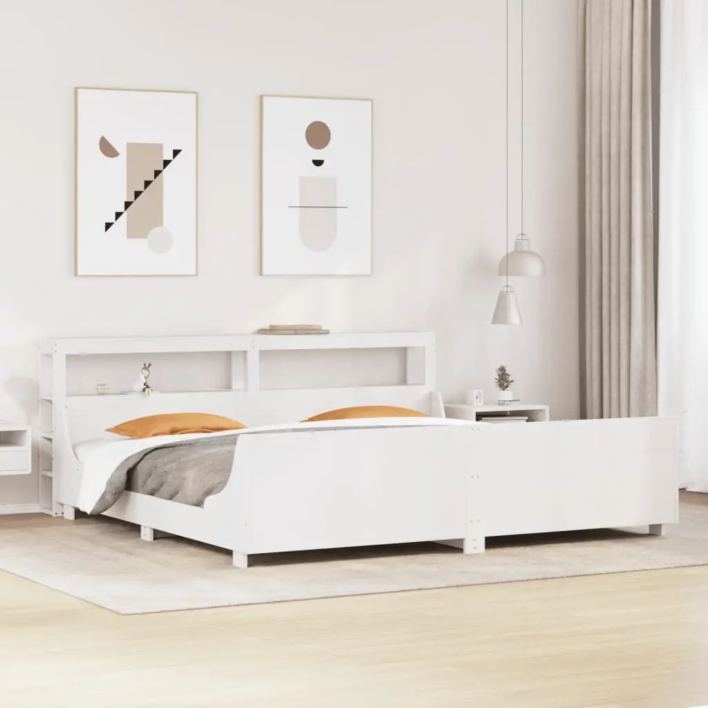 Letto senza Materasso Bianco 180x200 cm Legno Massello di Pino