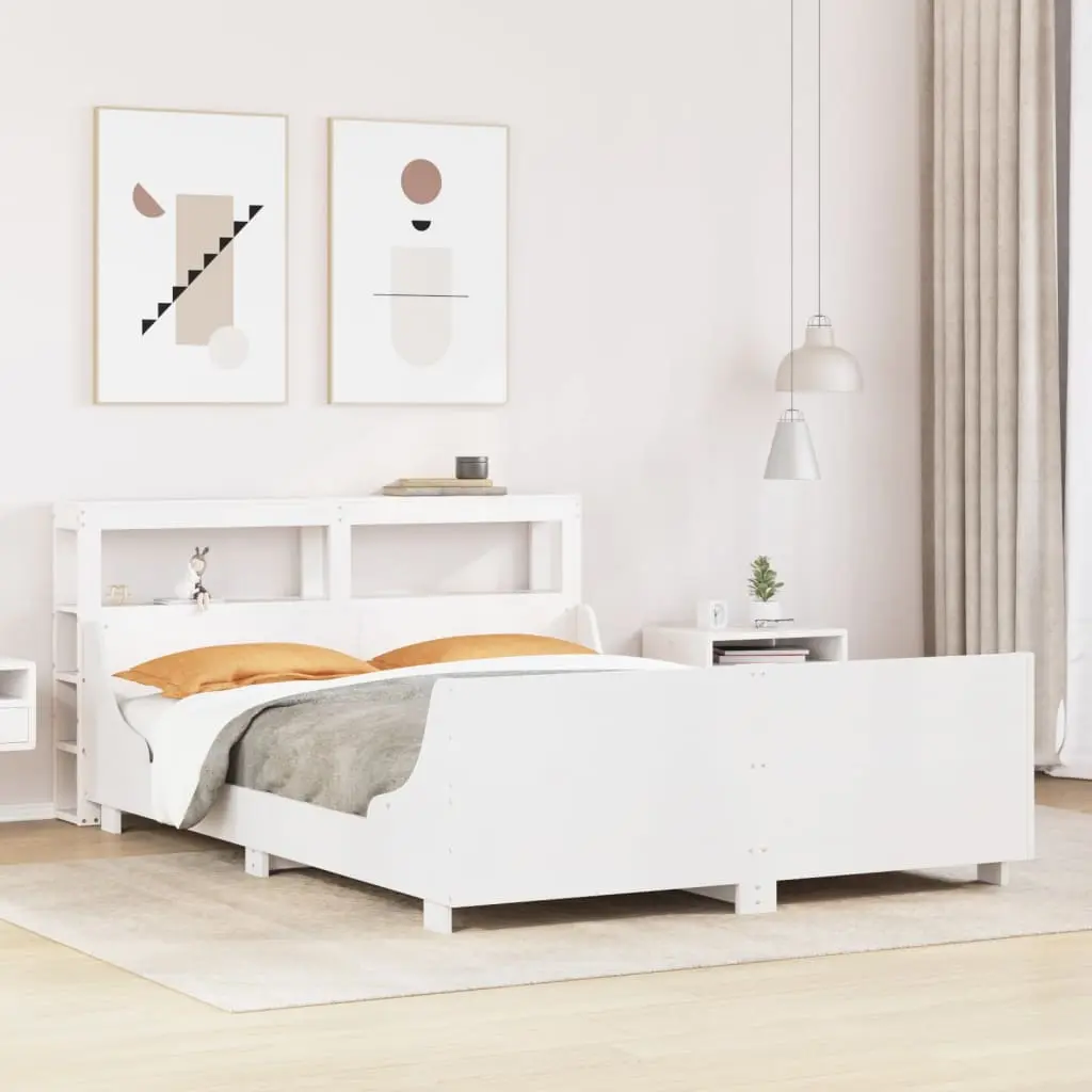 Letto senza Materasso Bianco 160x200 cm Legno Massello di Pino