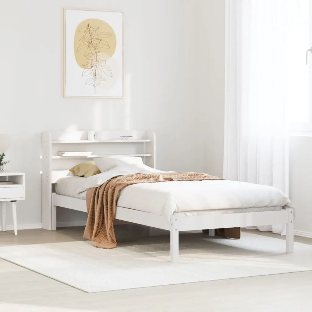 Letto senza Materasso Bianco 90x200 cm Legno Massello di Pino