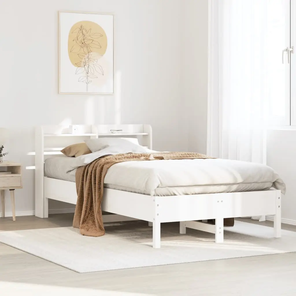 Letto senza Materasso Bianco 75x190 in Legno Massello di Pino