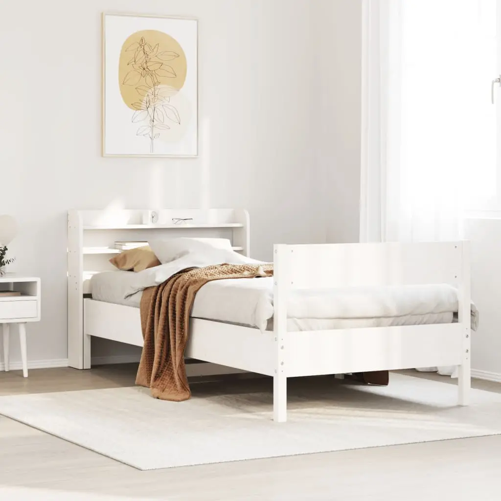 Letto senza Materasso Bianco 90x200 cm Legno Massello di Pino