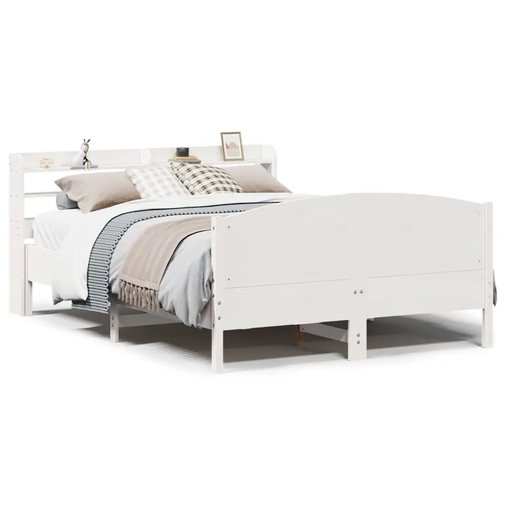 Letto senza Materasso Bianco 120x190 cm Legno Massello di Pino