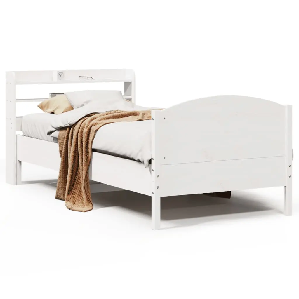 Letto senza Materasso Bianco 90x200 cm Legno Massello di Pino