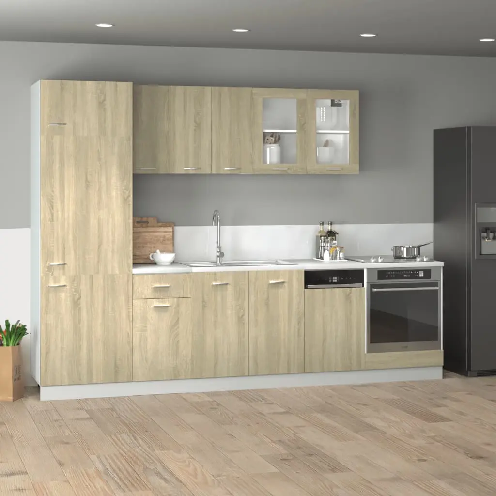 Set Mobili da Cucina 8pz Rovere Sonoma in Truciolato