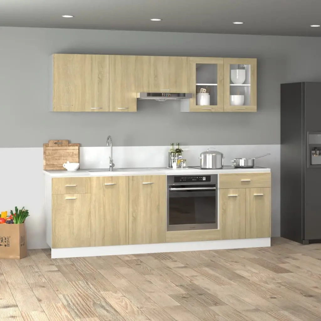 Set Mobili da Cucina 8pz Rovere Sonoma in Truciolato