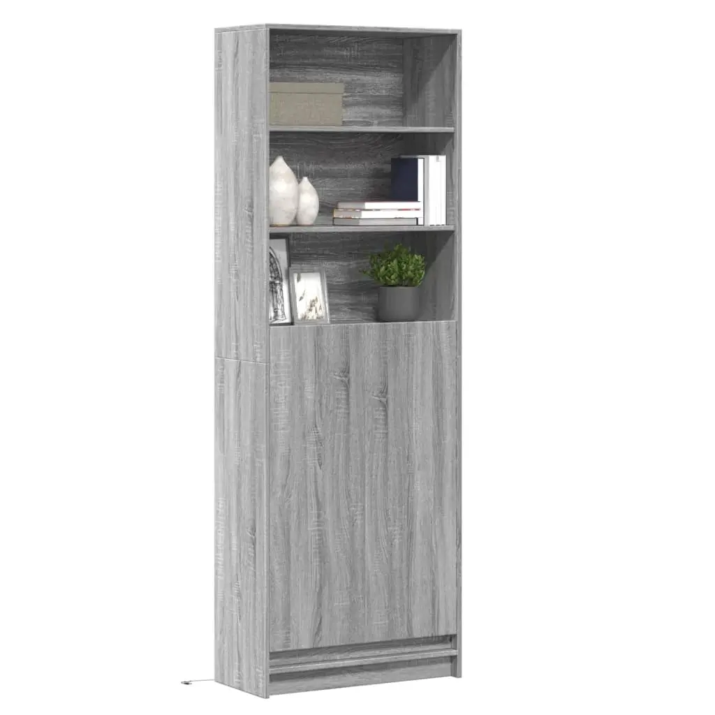 Credenza con LED Grigio Sonoma 69x32,5x200 cm in Truciolato