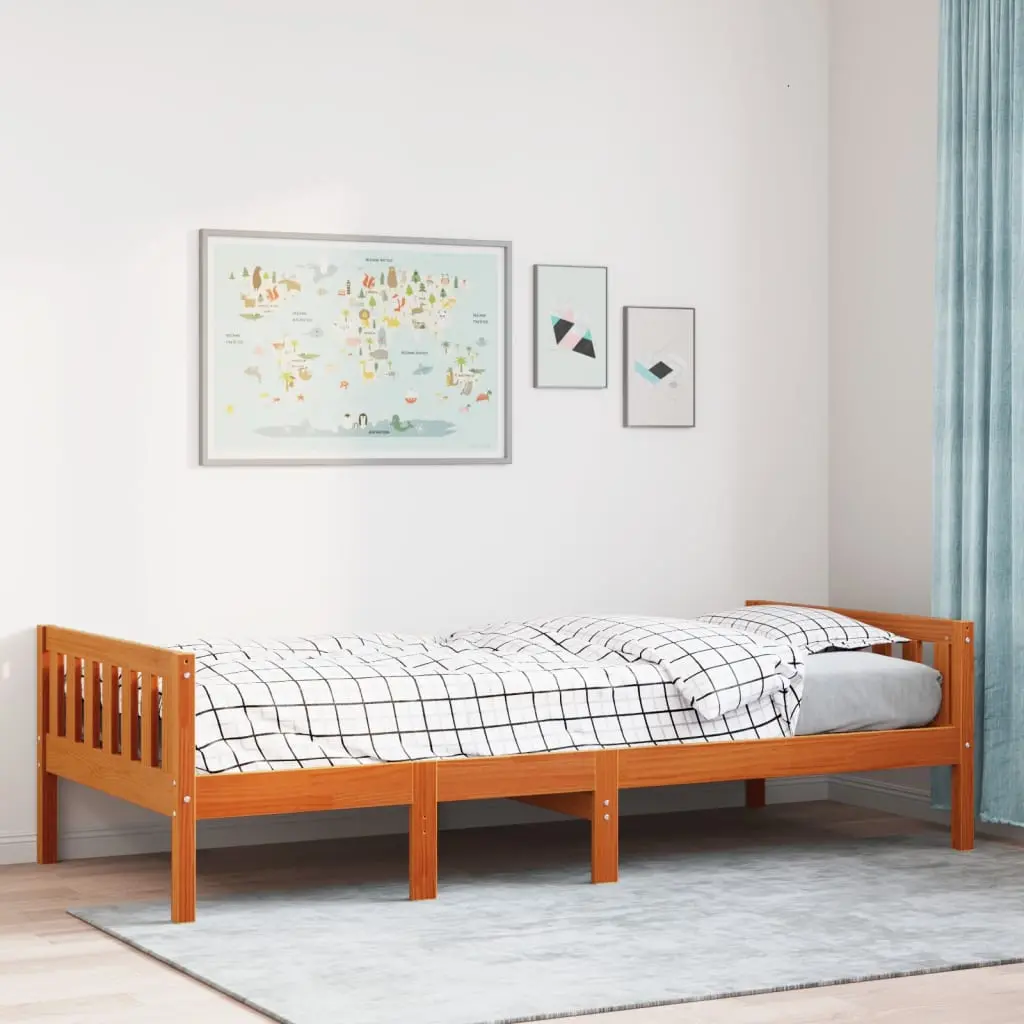 Letto Bambini senza Materasso Marrone Cera 90x190 cm Legno Pino