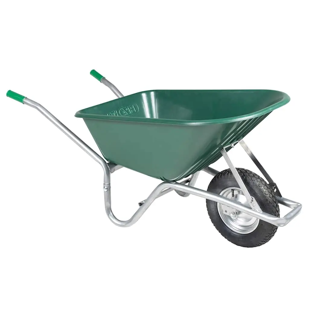 Carriola Verde 90 L 150 kg in Acciaio Zincato e Plastica